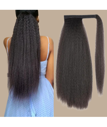 Pferdeschwanz Ponytail Dunkelbraun Zauberband Remy Hair Kinky Straight la colonne vertébrale