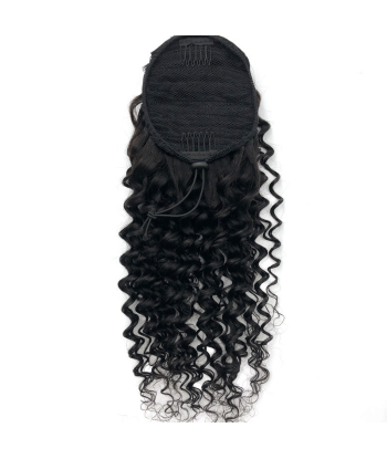 Pferdeschwanz Ponytail Dunkelbraun Mit Kordel Remy Hair Deep Wave pas chere