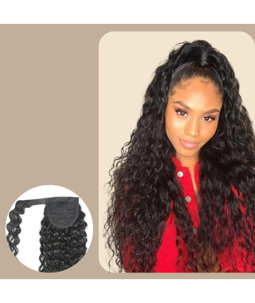 Rabo de cavalo castanho escuro Magic Ribbon Cabelo Remy Water Wave solde