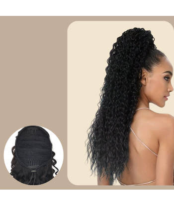 Rabo-de-cavalo castanho-escuro com cordão de cabelo Remy Deep Wave solde