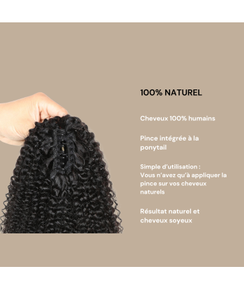 Coda di cavallo castano scuro con clip naturale capelli ricci afro vente chaude votre 