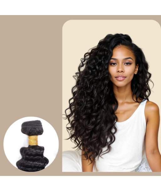 Tissage Vierge Människohår Deep Wave 7A Brun Foncé 1B 100 Gr est présent 